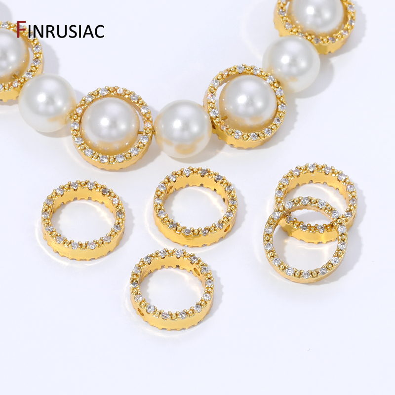 Metal Photo Panel - 18K Gold Plated Brass Zircon Round