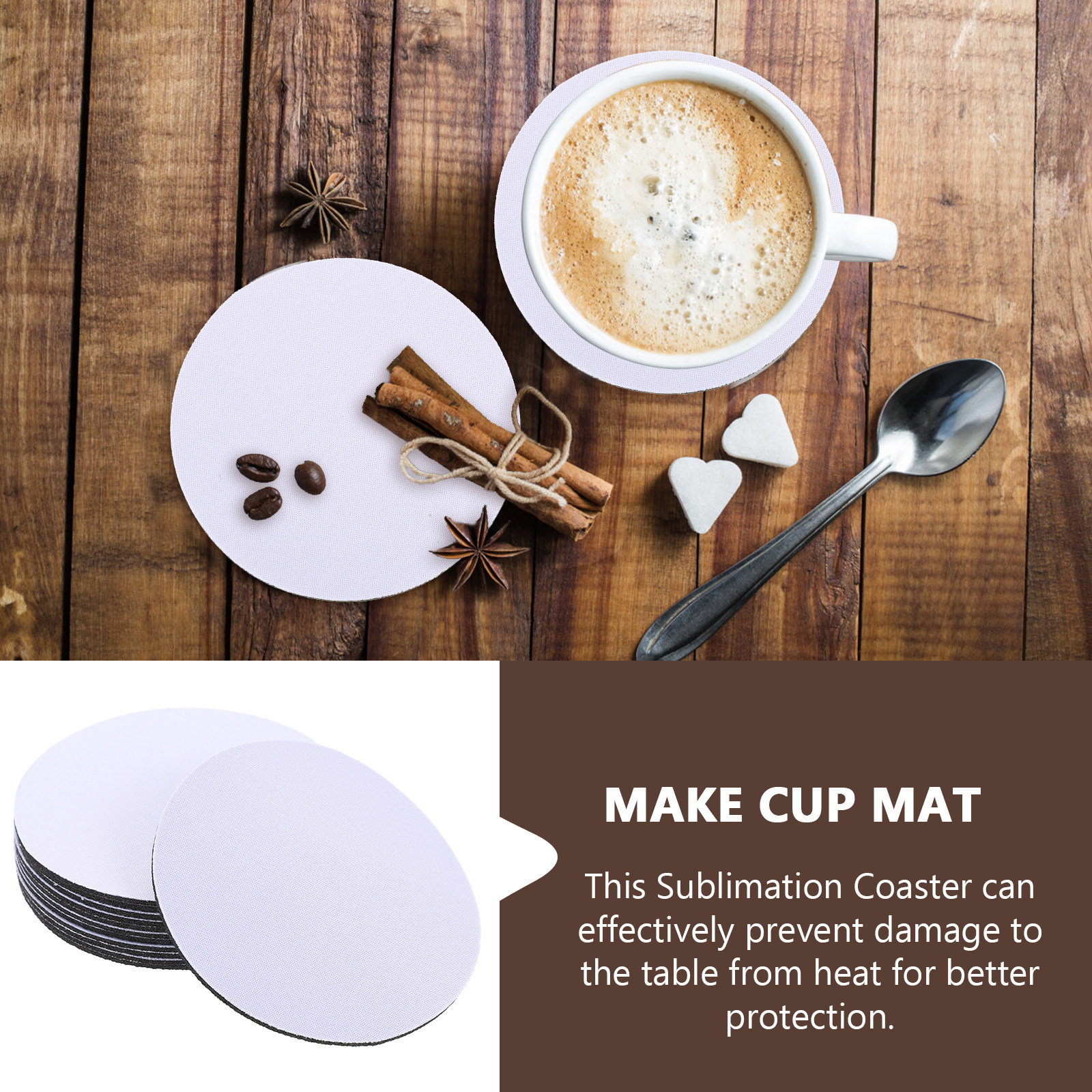 Coaster Sublimation Blank - 10Pcs Sublimation Cup Coasters Blank Heat