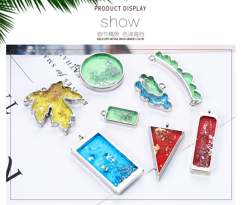 10pcs Geometric Figure Charm P - Metal Photo Panel ulasan dan harga