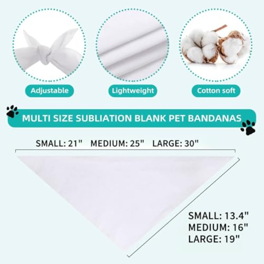 Blank Dog Bandanas Large-1PCS, - Bandana Blank White ulasan dan harga