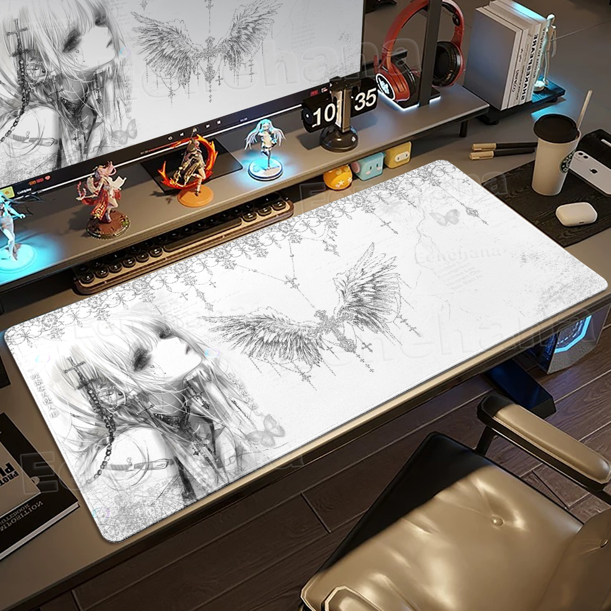 Black White Angel Mouse Pad La - Mouse Pad Blank Sublimation ulasan dan harga