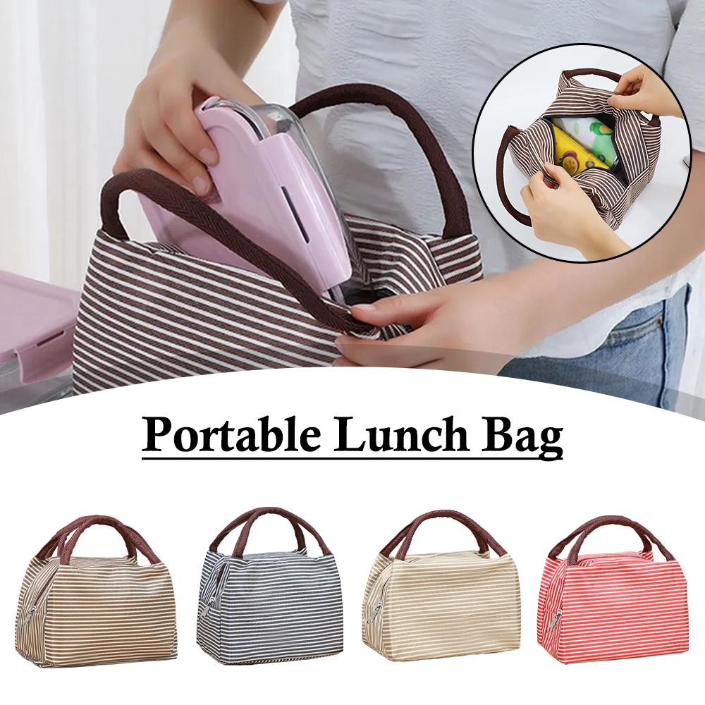 Striped Insulated Lunch Bag Po - Tote Bag Sublimation ulasan dan harga