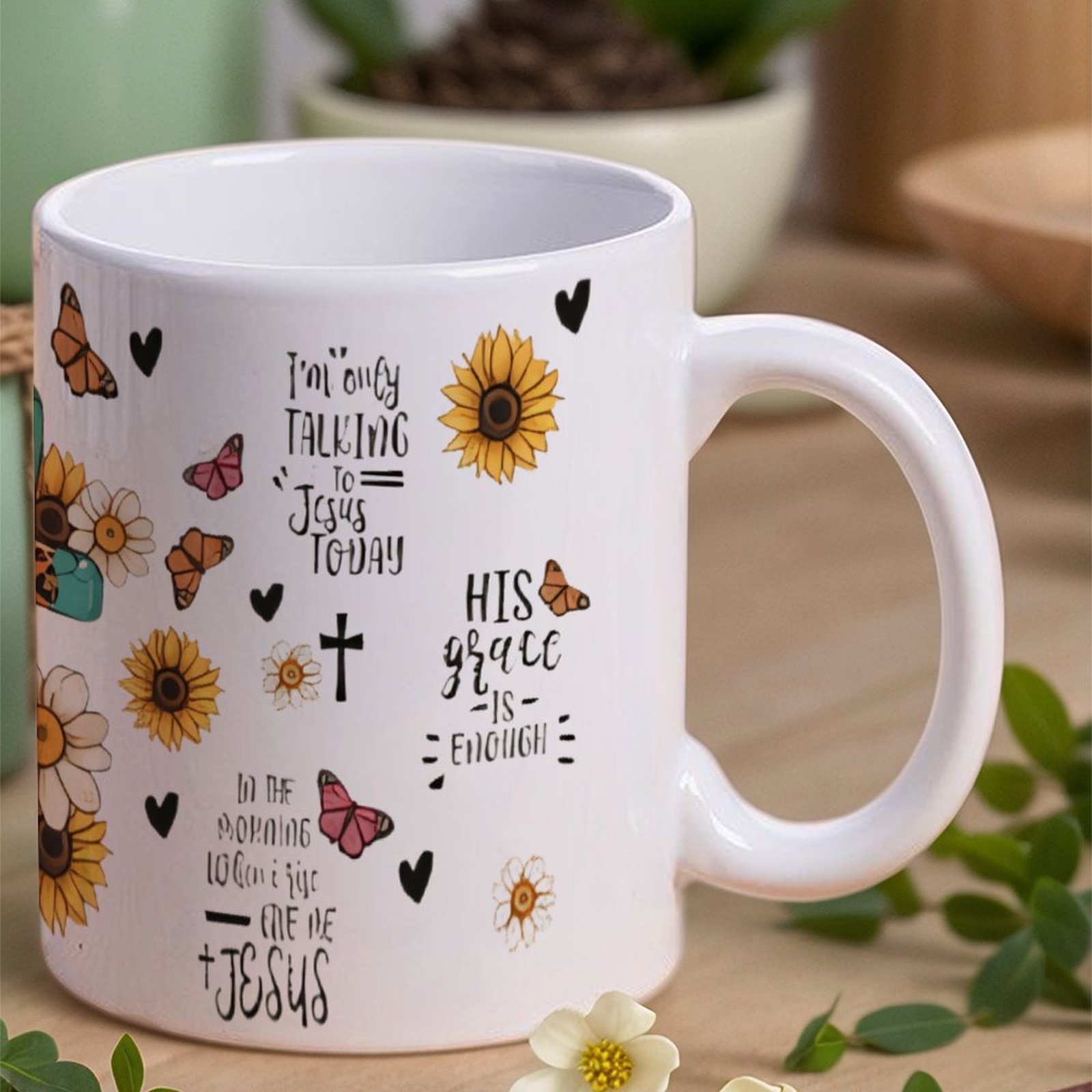 A Cross Surrounded By Sunflowe - Sublimation Mug White ulasan dan harga