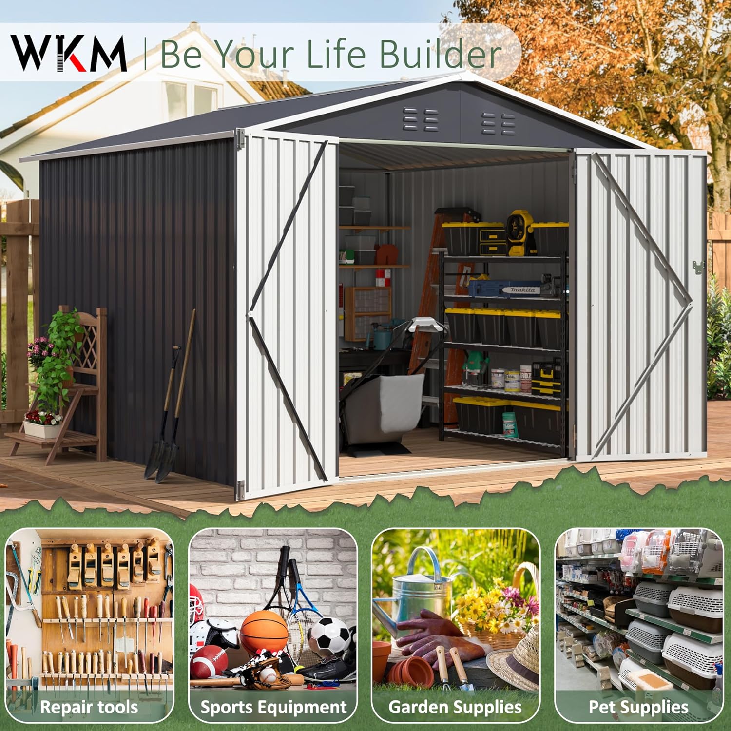 8x8 FT Outdoor Storage Shed, U - Metal Photo Panel ulasan dan harga